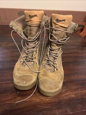 Danner Tan and Olive Hiking Boots with Logo Tongue